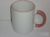 Caneca com alça e borda colorida - Rosa Claro.