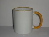 Caneca com alça e borda colorida - Amarelo Claro.