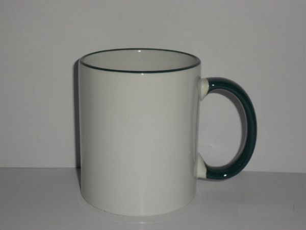 Caneca com alça e borda colorida - Verde Escuro.