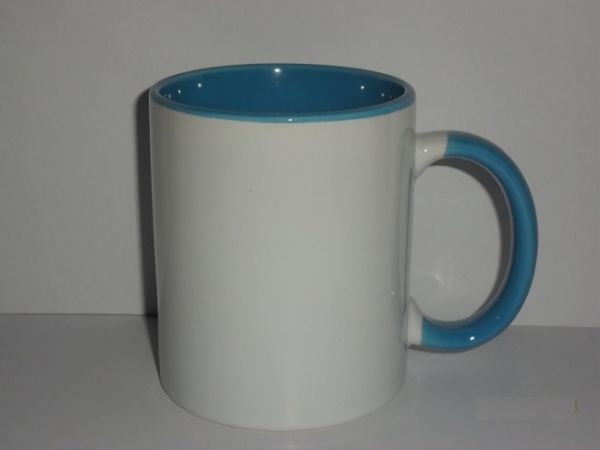 Caneca com alça e interna colorida - Azul Claro.
