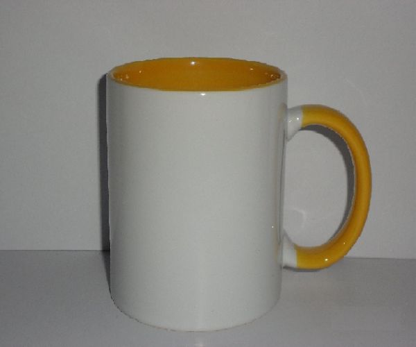 Caneca com alça e interna colorida - Amarelo Claro.