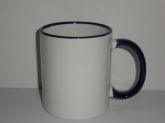 Caneca com alça e borda colorida - Azul Escuro.