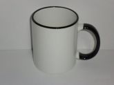 Caneca com alça e borda colorida - Preta.
