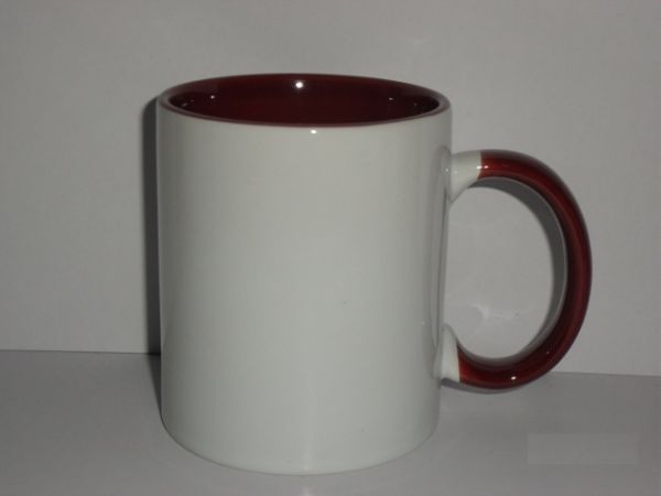 Caneca com alça e interna colorida - Vermelho Escuro.