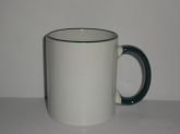 Caneca com alça e borda colorida - Verde Escuro.
