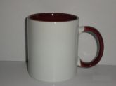 Caneca com alça e interna colorida - Vermelho Escuro.
