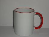 Caneca com alça e borda colorida - Vermelho Claro.