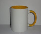 Caneca com alça e interna colorida - Amarelo Claro.